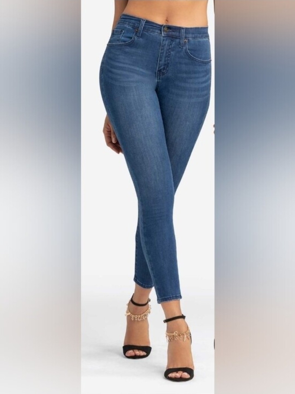 Jessica Simpson Women High Rise Skinny Ankle Denim Jeans Fringe Leg Size 8